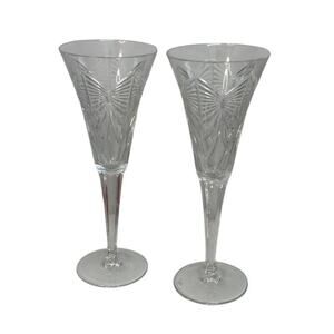Waterford Crystal Millennium Peace Champagne Toasting Flutes Set Of 2 Excellent